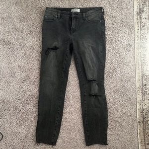 Free people distressed black straight Jeans